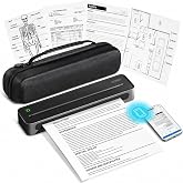 ETIKEZ D90E Inkless Portable Thermal Printer with Case &ndash; 8.5" x 11", Black | Wireless Bluetooth Small Compact Mobile Printer for Travel/Office/School/Home, Compatible with iPhone, Tablet &amp; Laptop