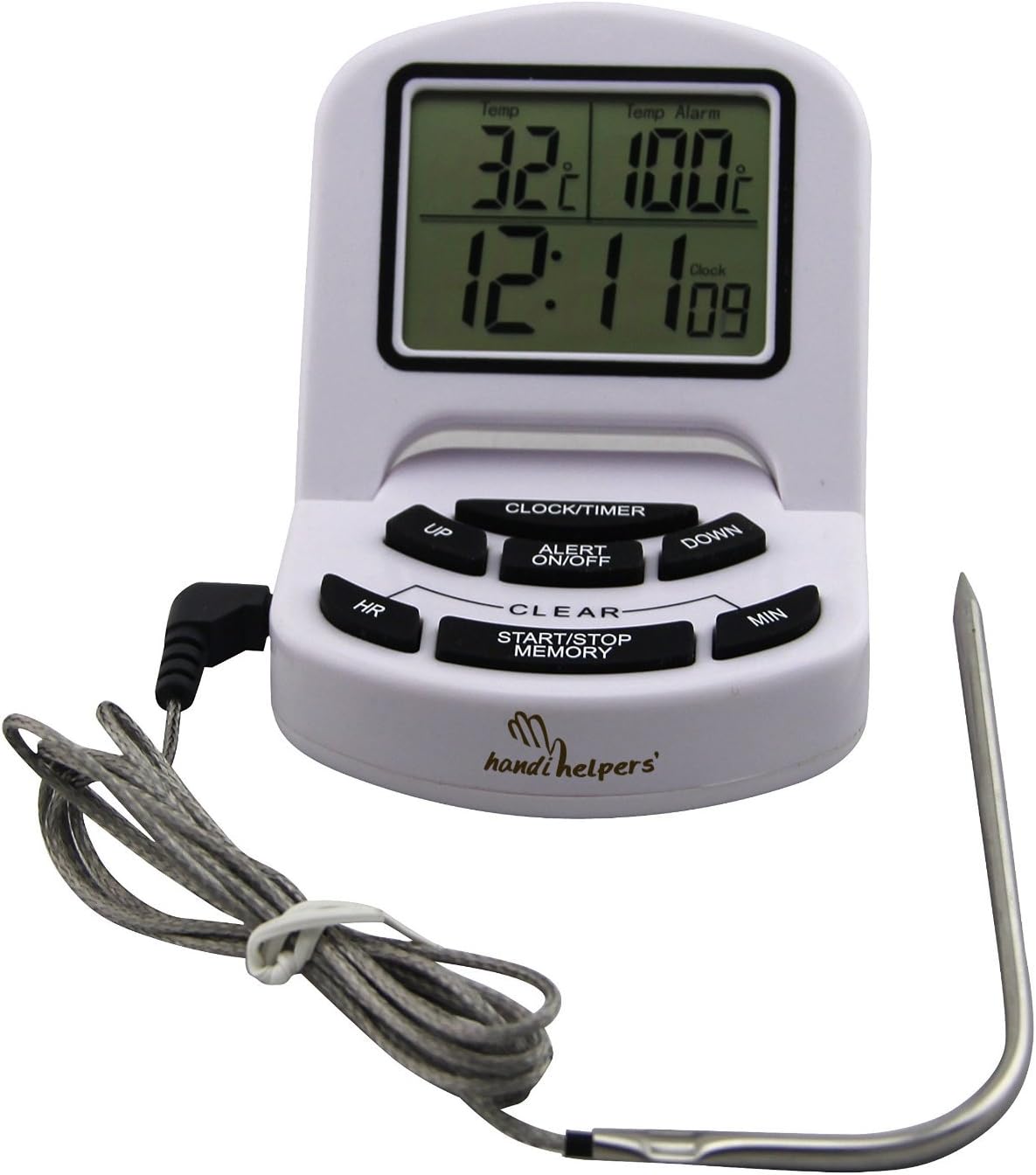 Fast & Accurate Easy-to-Read Digital Cooking Thermometer w/ Probe,Timer & Alarm
