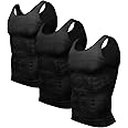 Odoland Mens 3 Pack Body Shaper Slimming Tummy Vest Thermal Compression Shirt Tank Top Shapewear