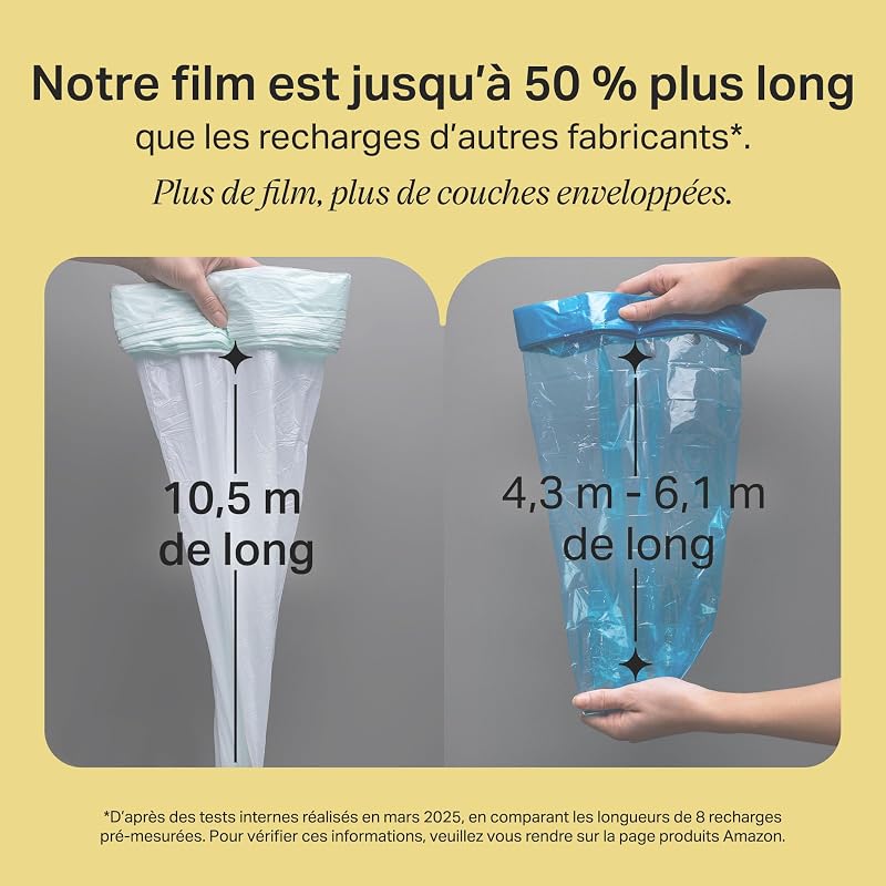 Cassettes de recharge originales Poubelle à couches Twist and Click Advanced, Lot exclusif de 4, 10,5 m, Recharge facile et grandes économies, 4 X 10,5 m