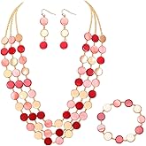 Coiris Layered Beaded Necklace for Women Boho Shell Chunky Fashion Collar Summer Beach Costume Jewelry Set for Women
