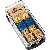 RED WOLF 2 Way Mini ANL Fuse Holder 60A 0/2/4 Gauge Input 4/8 Gauge Output Fuse Distribution Block for Car Boat Trolling Motor Marine Audio Amplifier Stereo Video System