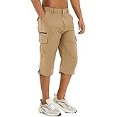 TACVASEN Men's Capri Pants Quick Dry Cargo Hiking Water Resistant Work Summer Long Shorts Below Knee
