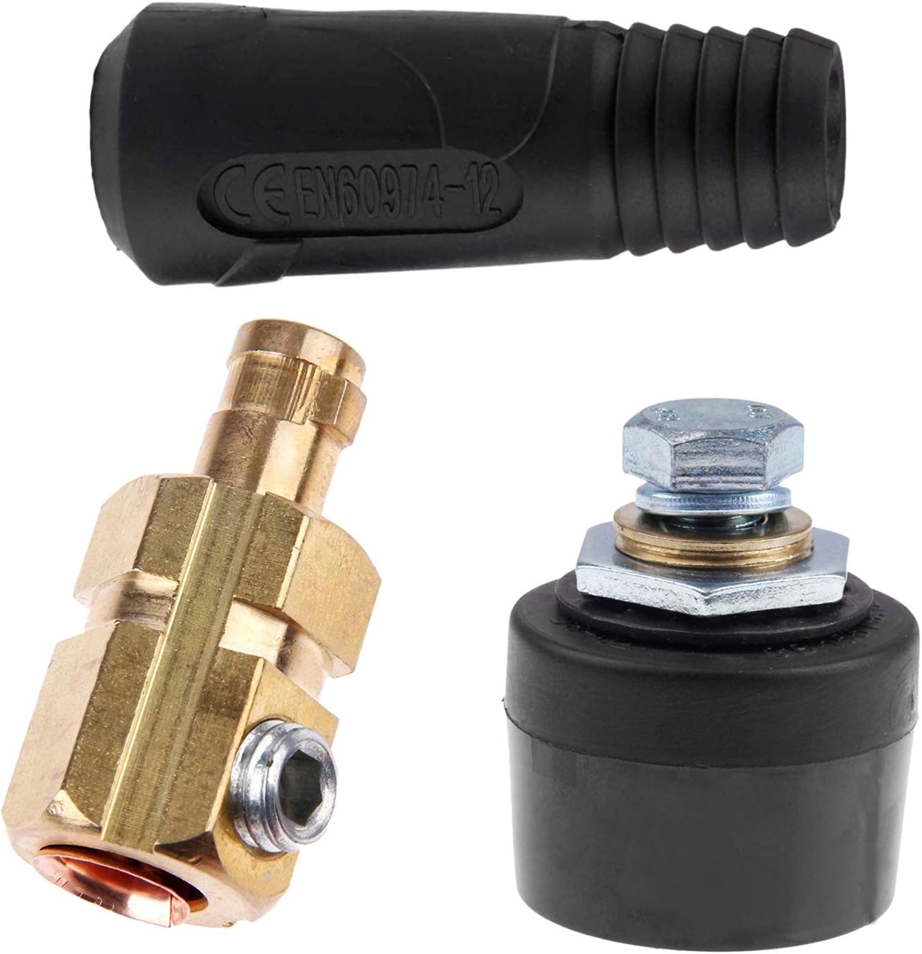 Marvedi Heavy Insulated One Pair 400-500A 70-95mm Welding Cable Panel Connectors Socket Set Fit DKJ70-95, DKZ70-95 Dinse-Style Quick Fitting