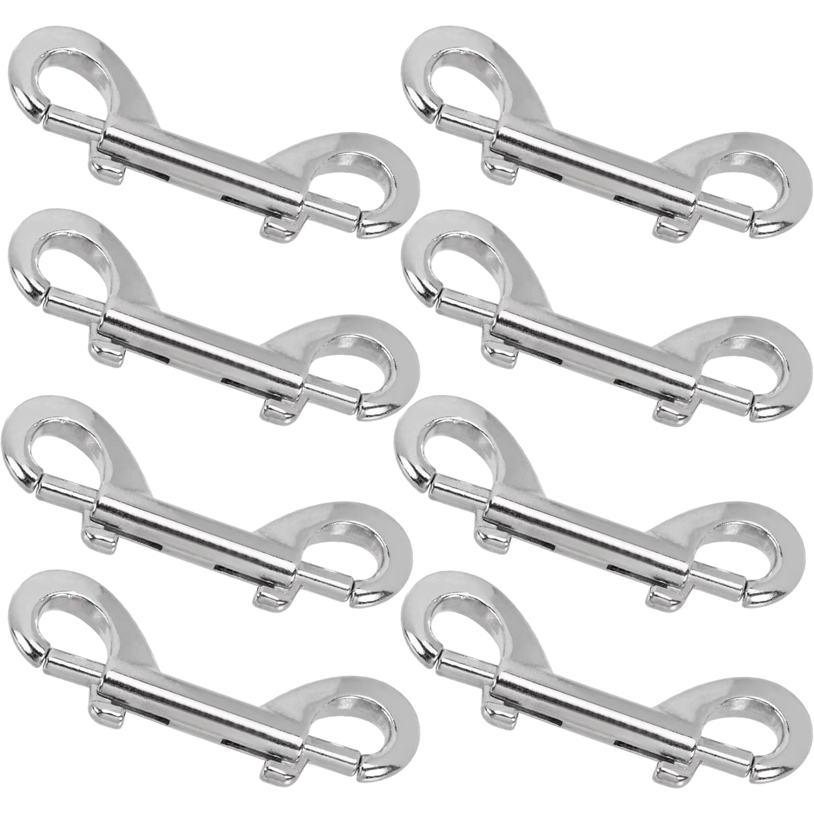 8 Pcs Double Ended Bolt Snap Hook, Zinc Alloy Double Dog Lead Metal Clips Silver Lightweight Dog Lead Hook for Dog Leash Key Chain