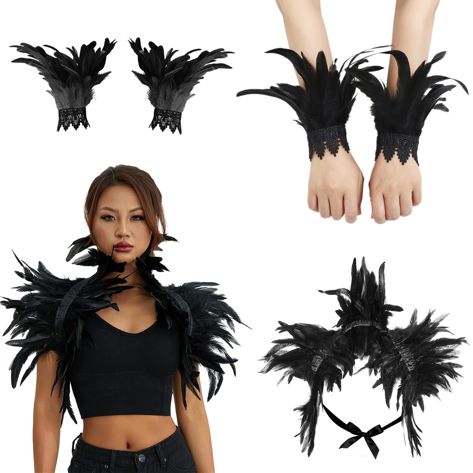 Kuleyang Black Feather Boa, Lightweight Soft Feather Boa for Women, Adults – Halloween, Carnival, Cosplay, Showgirl Costumes