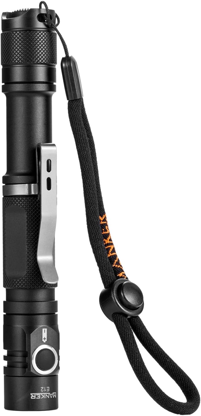 MANKER E12 Best 2 AA Flashlight 650 Lumens CREE XP-L V5 LED Tactical Torch (Neutral White): Sports & Outdoors
