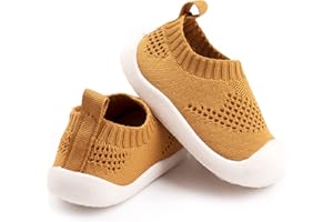 CHARROST Baby First-Walking Shoes 1-4 Years Kid Shoes Trainers Toddler Infant Boys Girls Soft Sole Non Slip Cotton Canvas Mesh Breathable Lightweight TPR Material Slip-on Sneakers Outdoor