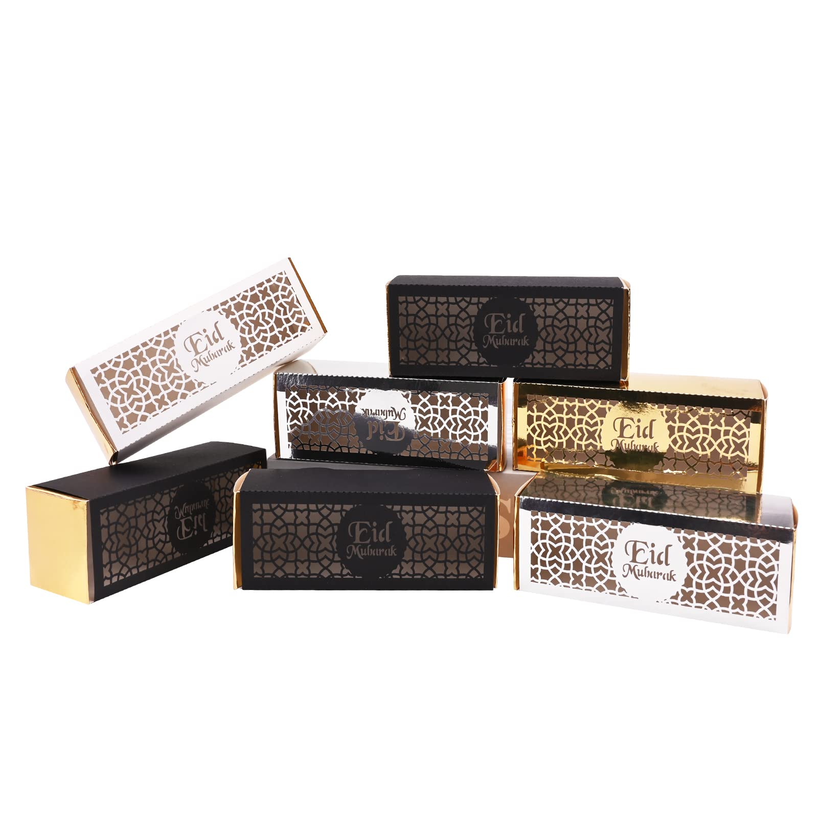 24 Pieces Eid Mubarak Gift Box Ramadan Mubarak Party Favor Bag Eid al-Adha Mubarak Treat Candy Box for Muslim Ramadan Mubarak Decorations Supplies