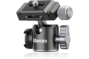 ULANZI U-80L Ball Head for 1/4" Tripod - 360 Rotating Panoramic Camera Mount With Arca Quick Release Plate & Cold Shoe for DSLR, Camcorder, Monopod, Slider