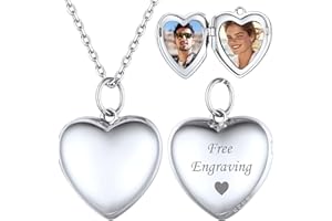 ChicSilver Picture Locket Necklace 925 Sterling Silver Heart Locket Pendant Necklace That Holds Pictures for Men Women?with G