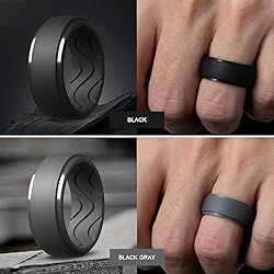 Egnaro Men's Silicone Rings 10mm Wide 2.5mm