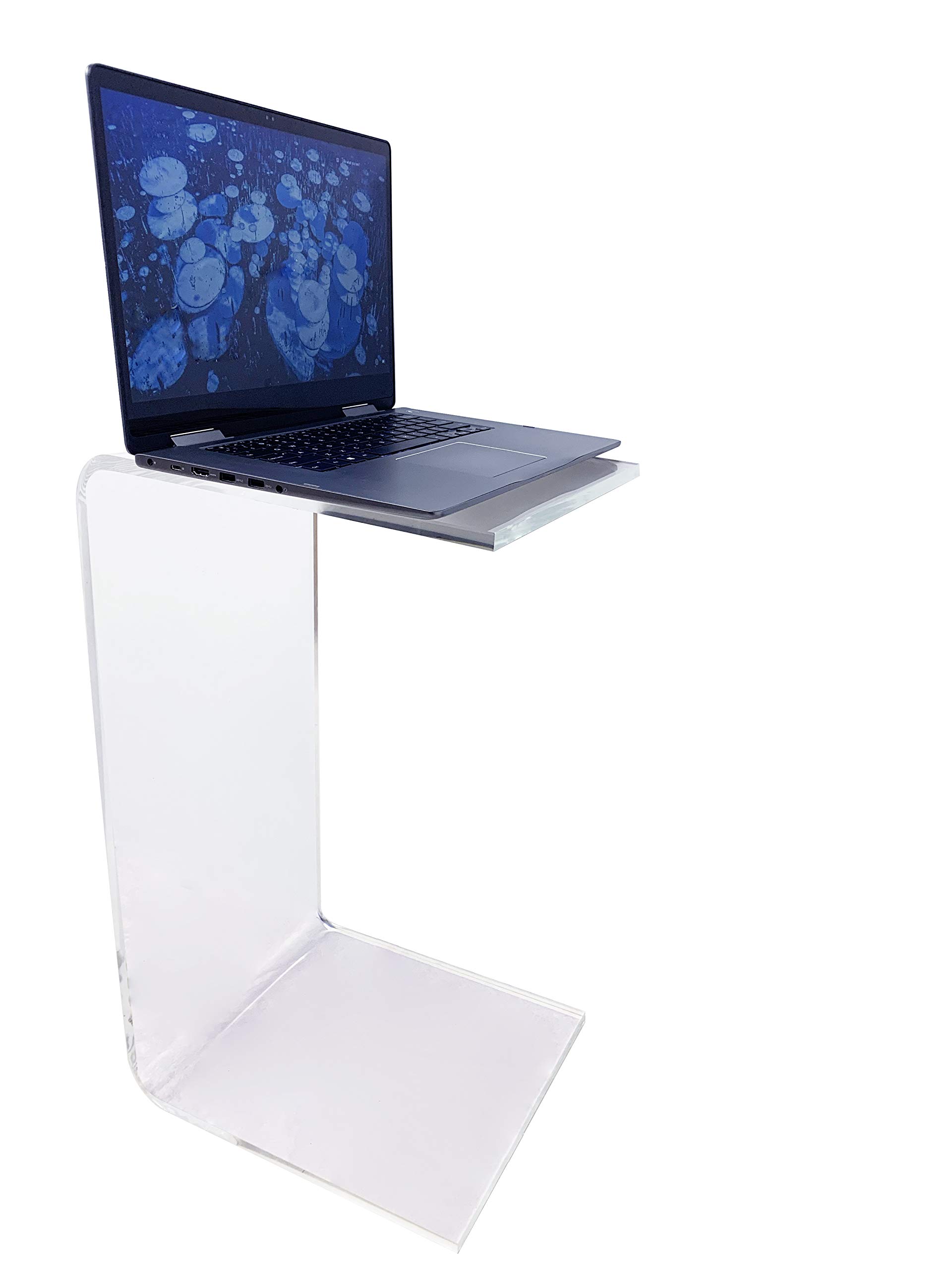 Clear Acrylic C Table – Occasional End Table - Made in USA – Laptop Stand, Under Couch Table or Bed Lap Desk – 1/2 Inch Thick