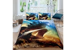 sonicpony Duvet Cover Set Boys Queen Size Dinosaur Comforter Cover Bedding Set 3D Kids Microfiber 1 Piece Duvet Cover with Zipper Closure 2 Pieces Pillow Shames No Comforter (Dino24, Full/Queen)