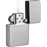 Zippo Classic Brushed Chrome Pocket Lighter - Windproof &amp; Refillable Flip-Top Metal Lighter - Everyday Use Pocket Lighters - Luxury Lighters Made in USA