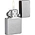 Zippo Classic Brushed Chrome Pocket Lighter - Windproof & Refillable Flip-Top Metal Lighter - Everyday Use Pocket Lighters - 
