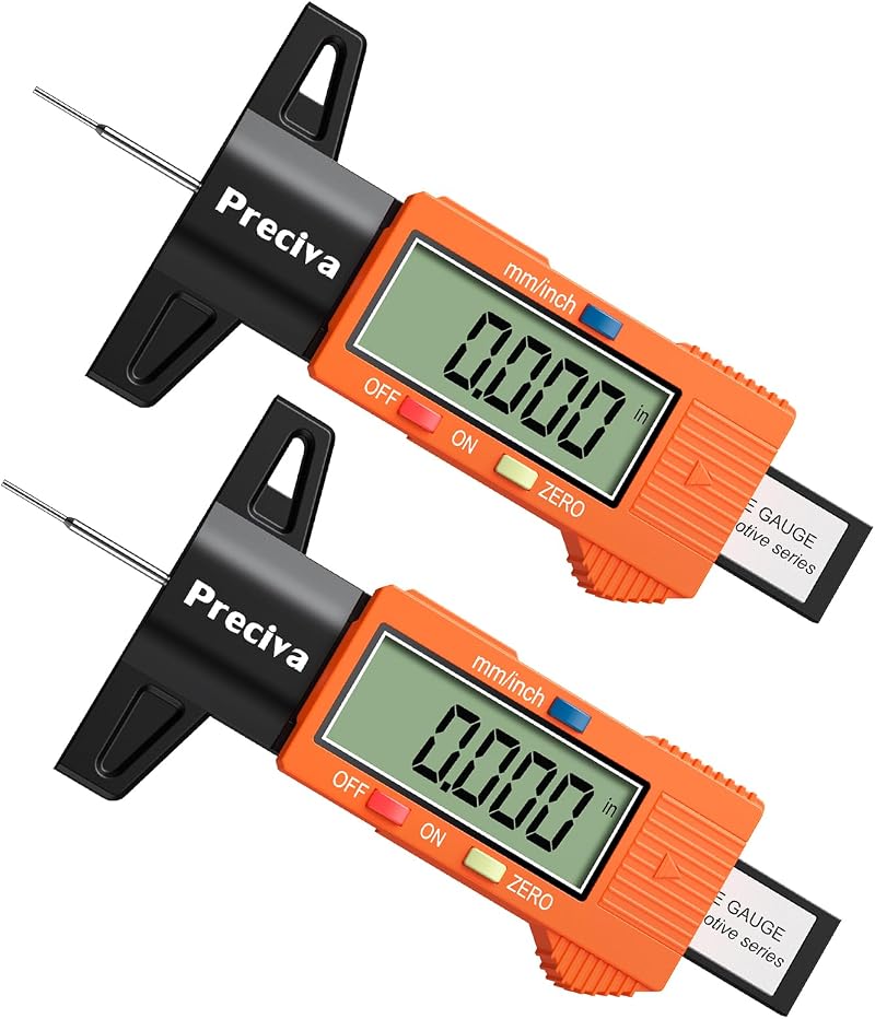 Preciva 2pcs Tyre Tread Depth Gauge 0-25.4mm Digital Large LCD UK