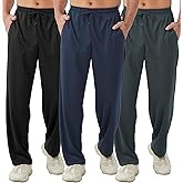 DWUGD'L 3Pack Men's Lightweight Sweatpants with Pockets Open Bottom Athletic Pants for Workout,Jogging,Gym,Running,Training