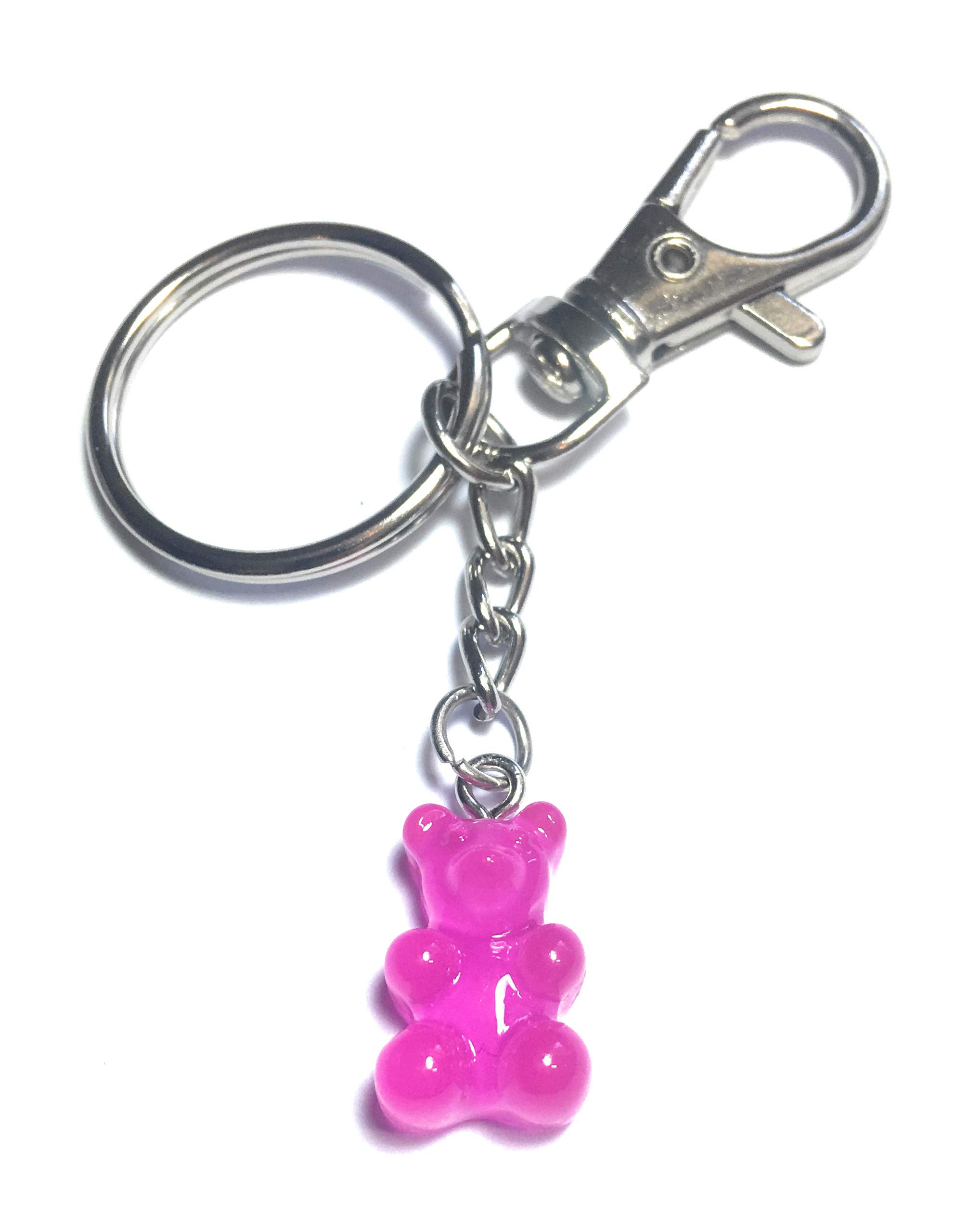 FizzyButton Gifts dark pink translucent jelly baby gummy bear charm keyring key ring keychain