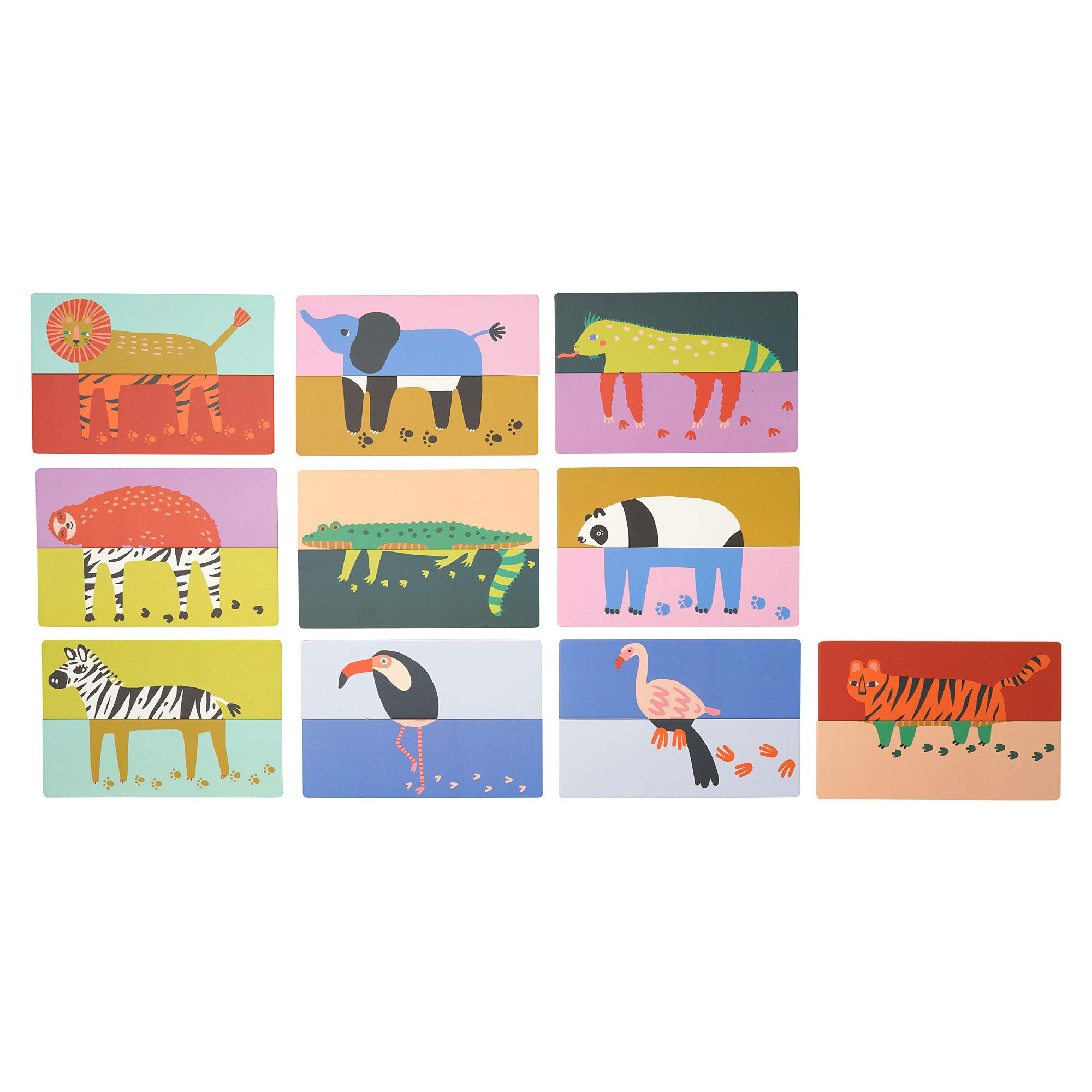 Manhattan Toy 160240 Paws & Claws 20 Piece Mix and Match Animals Playset and Toddler Memory Game, Multicolour