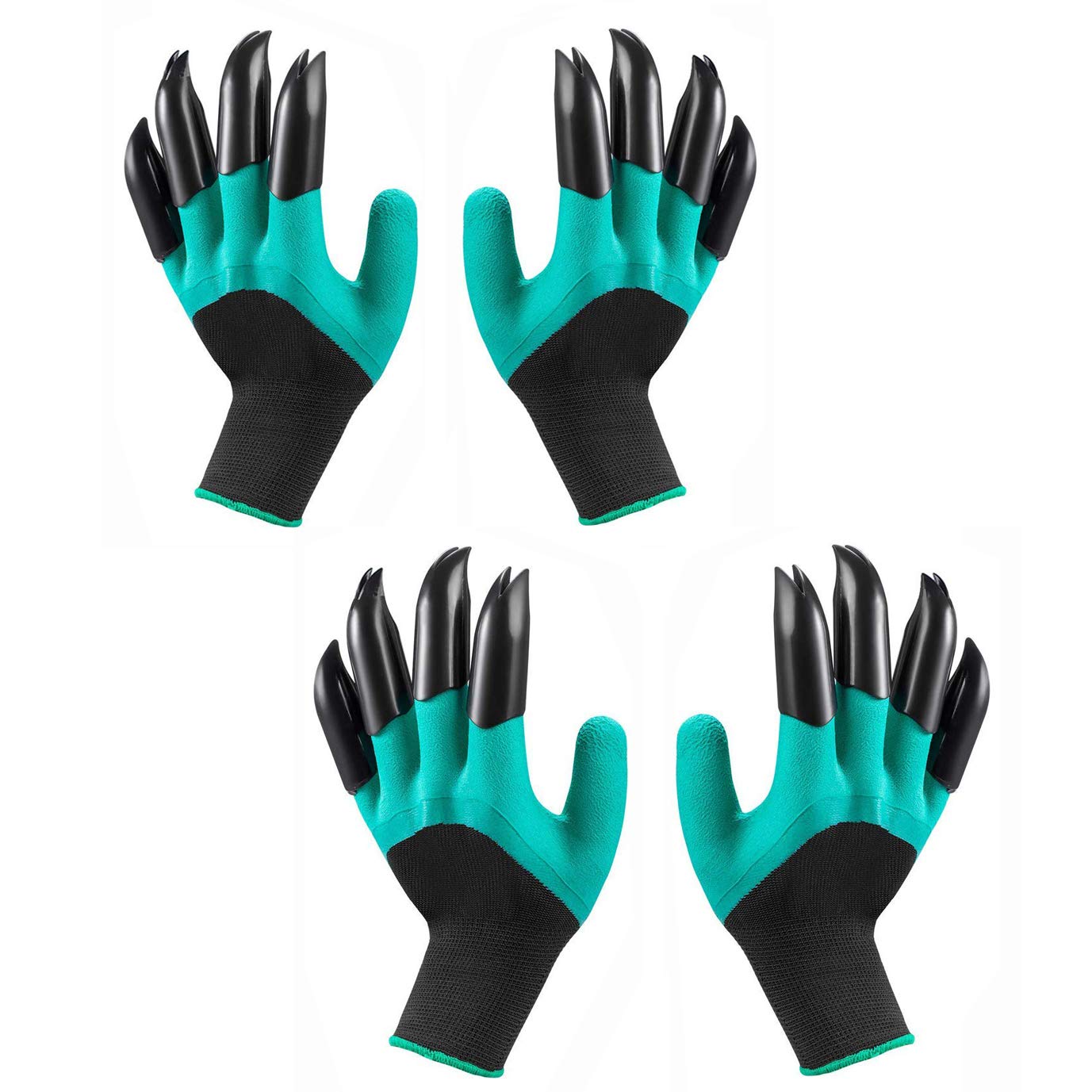 GreatforU Garden Genie Gloves with Double Claws, Waterproof Non-slip Garden Gloves Working for Digging Planting Sowing Weeding Potting, Best Gardening Gifts for Gardener, Women, Men (Green 2 Pairs)