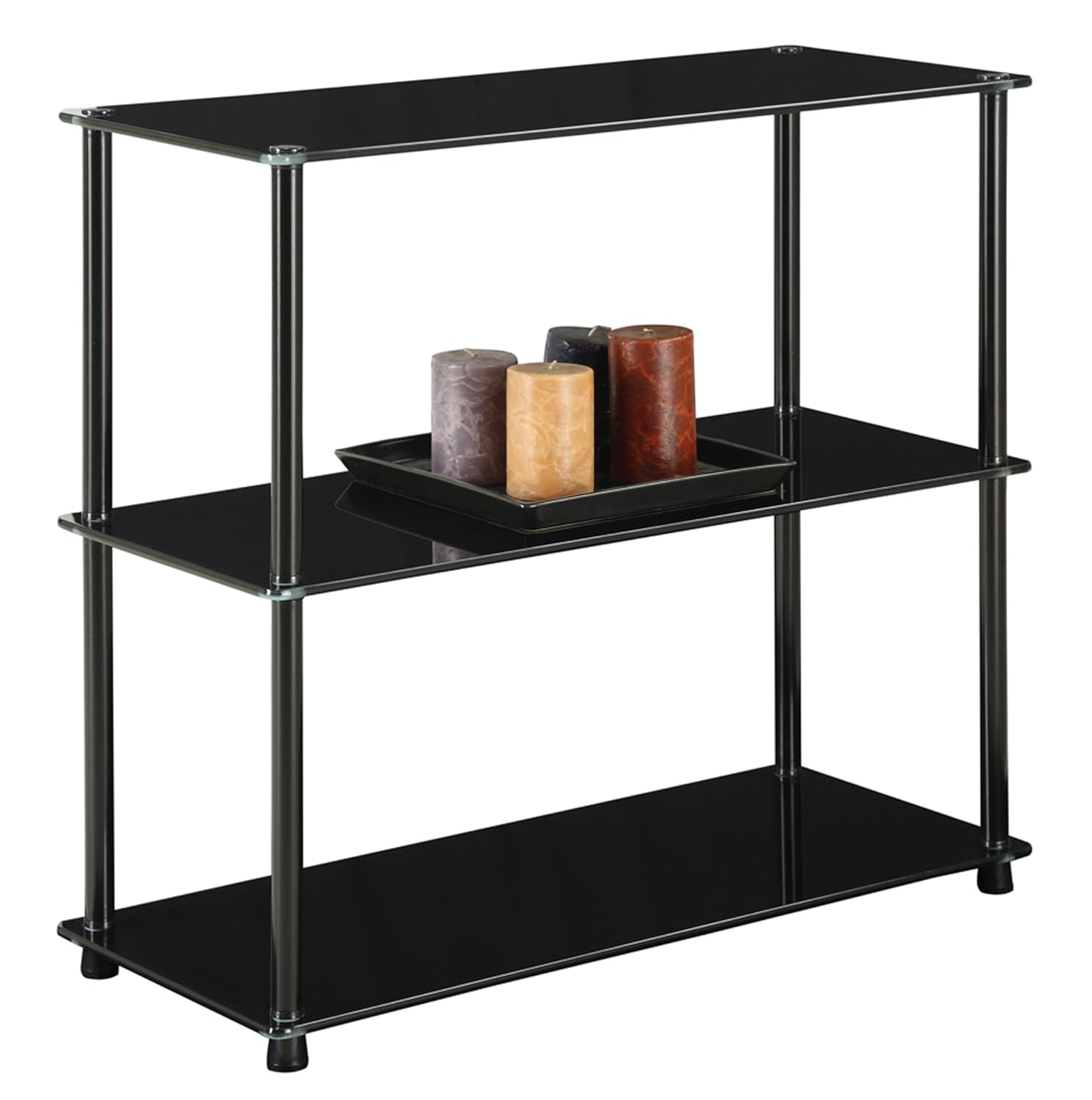 Black Glass Convenience Concepts Designs2Go Midnight Classic 3Shelf