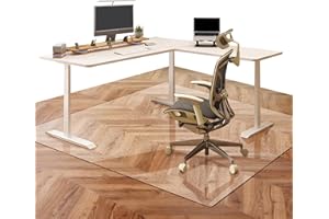 LEMOSTAAR Office Chair Mat for Hardwood Floor: 63"x 51" Extra Large Chair Mats for Hardwood and Tile, Clear Desk Chair Mat for Rolling Chair and Computer Desk, Heavy Duty Plastic Floor Protector for L Desk