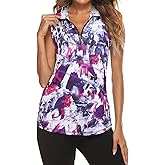 Tanst Sky Women's Sleeveless Golf Polo Shirts Quarter Zip Workout Tank Top Moisture Wicking Clothes