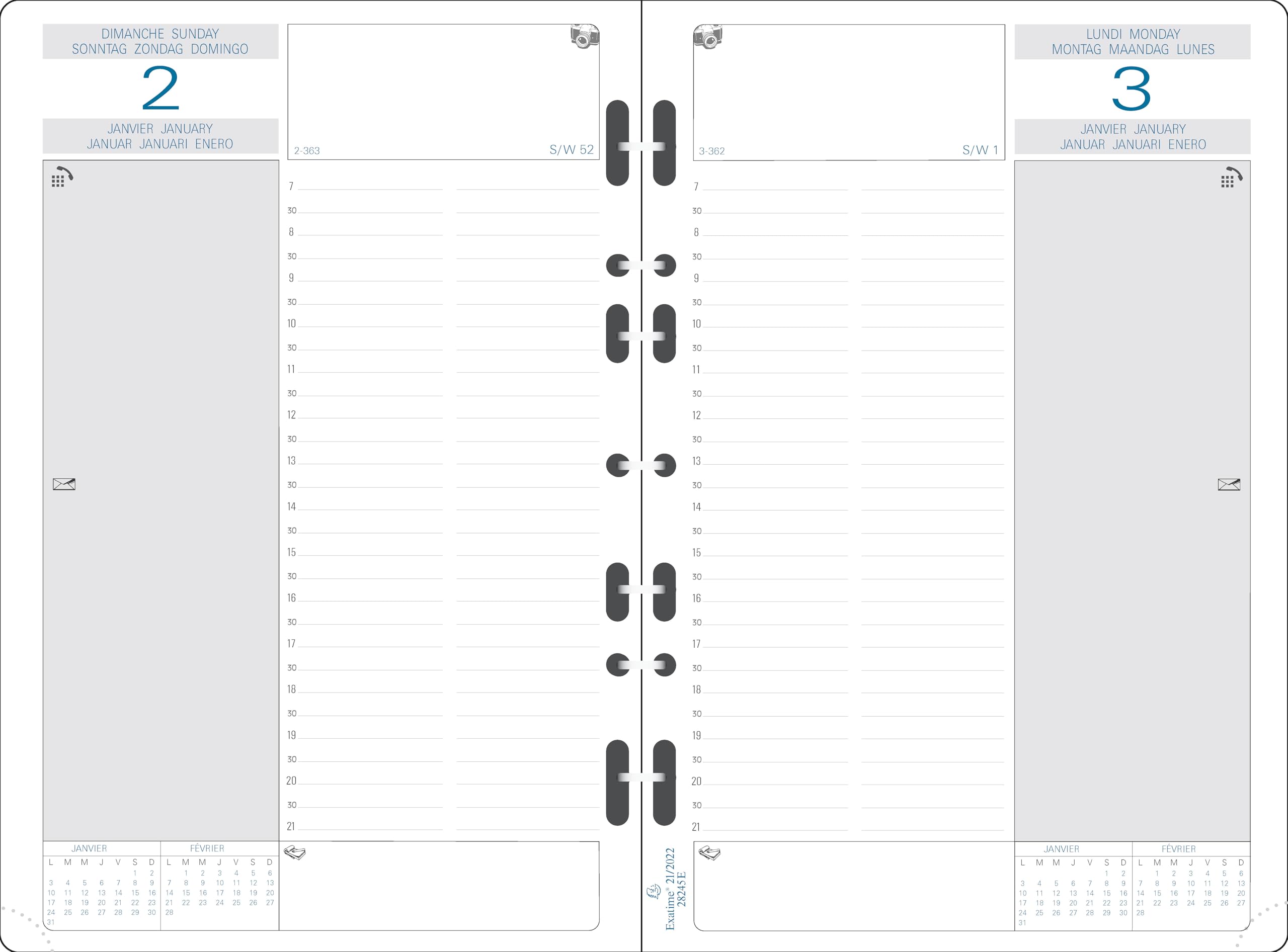 Exacompta Millésimé Daily Organiser Refill for Exatime 21 Year 2017 1st semester