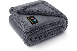 LUCIPHIA Waterproof Pet Blanket, Liquid Pee Proof Dog Blanket for Sofa Bed Couch, Reversible Sherpa Fleece Furniture Protector Cover for Small Medium Large Dogs Cats, Dark Gray Small（40" x 28"）