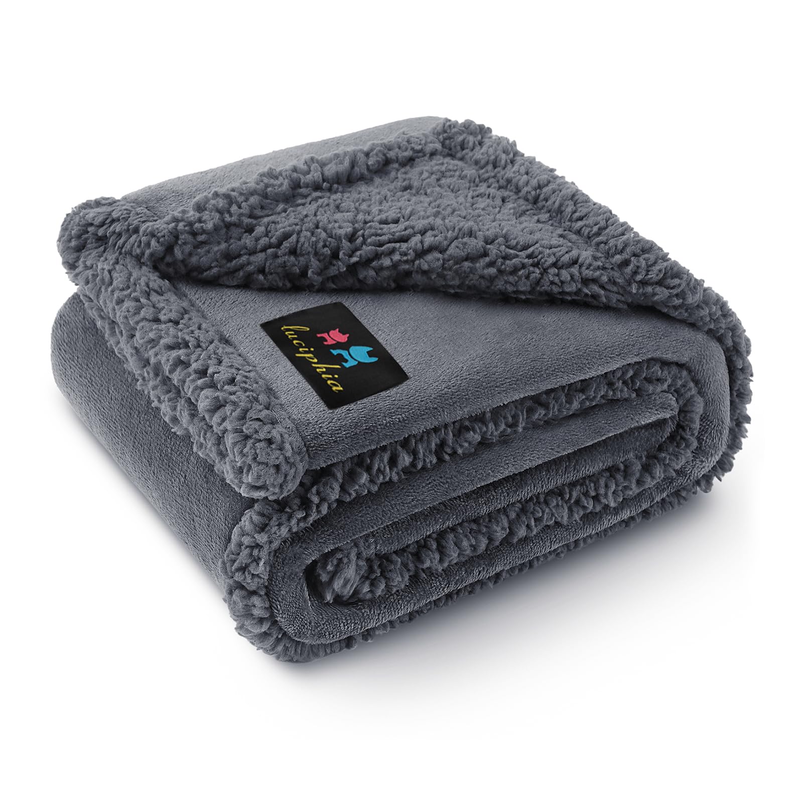 Photo 1 of Waterproof Pet Blanket, Liquid Pee Proof Dog Blanket for Sofa Bed Couch, Reversible Sherpa Fleece Furniture Protector Cover for Small Medium Large Dogs Cats, Dark Gray Small?40" x 28"?