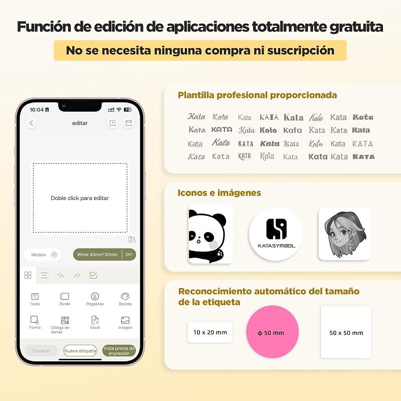 T50M Pro Etiquetadora Bluetooth Compatible con 80+ Etiquetas Grandes