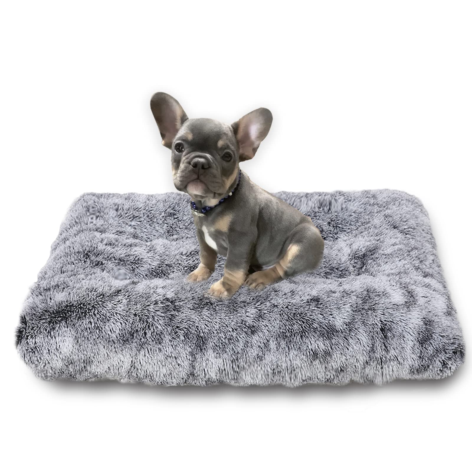 Jaspuriea Small Dog Bed Washable Dog Crate Mattress Calming Fluffy Anti Anxiety Dog Beds Deluxe Plush Dog Mat with Anti-Slip Bottom,60x45x6cm