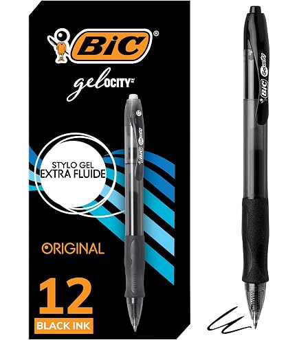 BIC Gel-ocity Gelstifte – 24 Stück, 12 Schwarz & 12 Blau, 0,7 Mm, Nachfüllbar