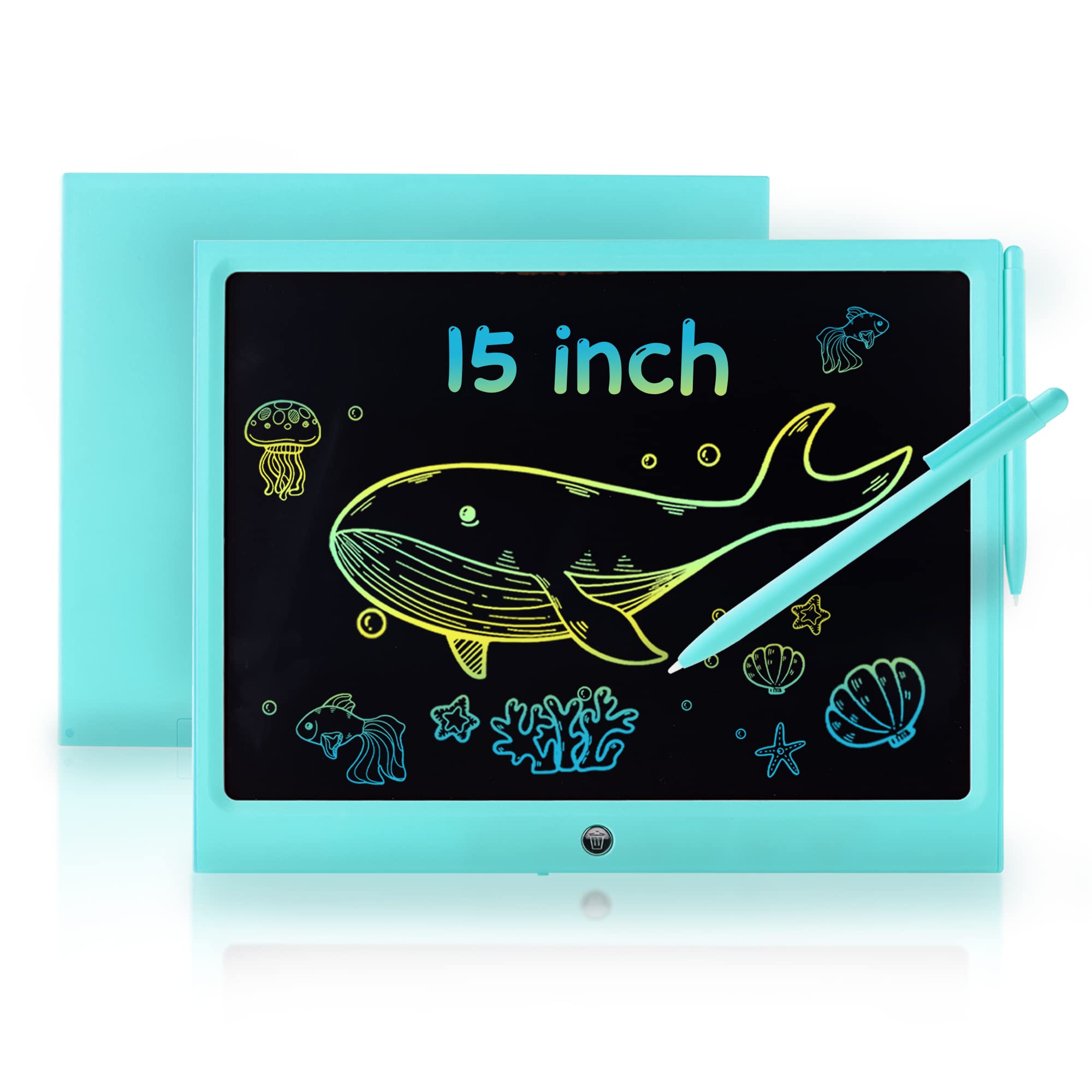 Photo 1 of LCD Writing Tablet Doodle Board, 15 inch Colorful Drawing Tablet Writing Pad Electronic Graphics eWriter for Kids, Digital Handwriting Boards Gifts Educational Toys for Boys Girls (Blue)