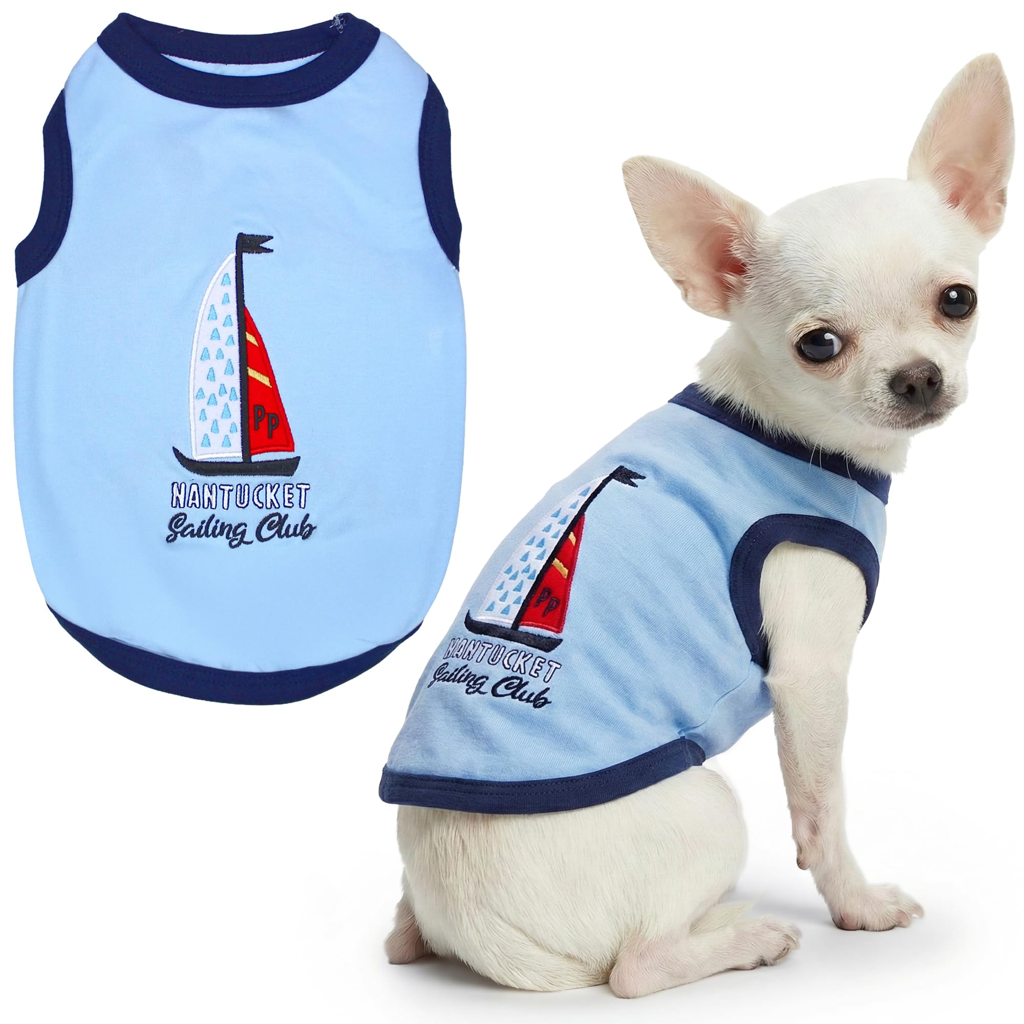 Parisian Pet Sailing Club Dog Cat Clothes Tee Shirts Dog T-Shirt, XXS