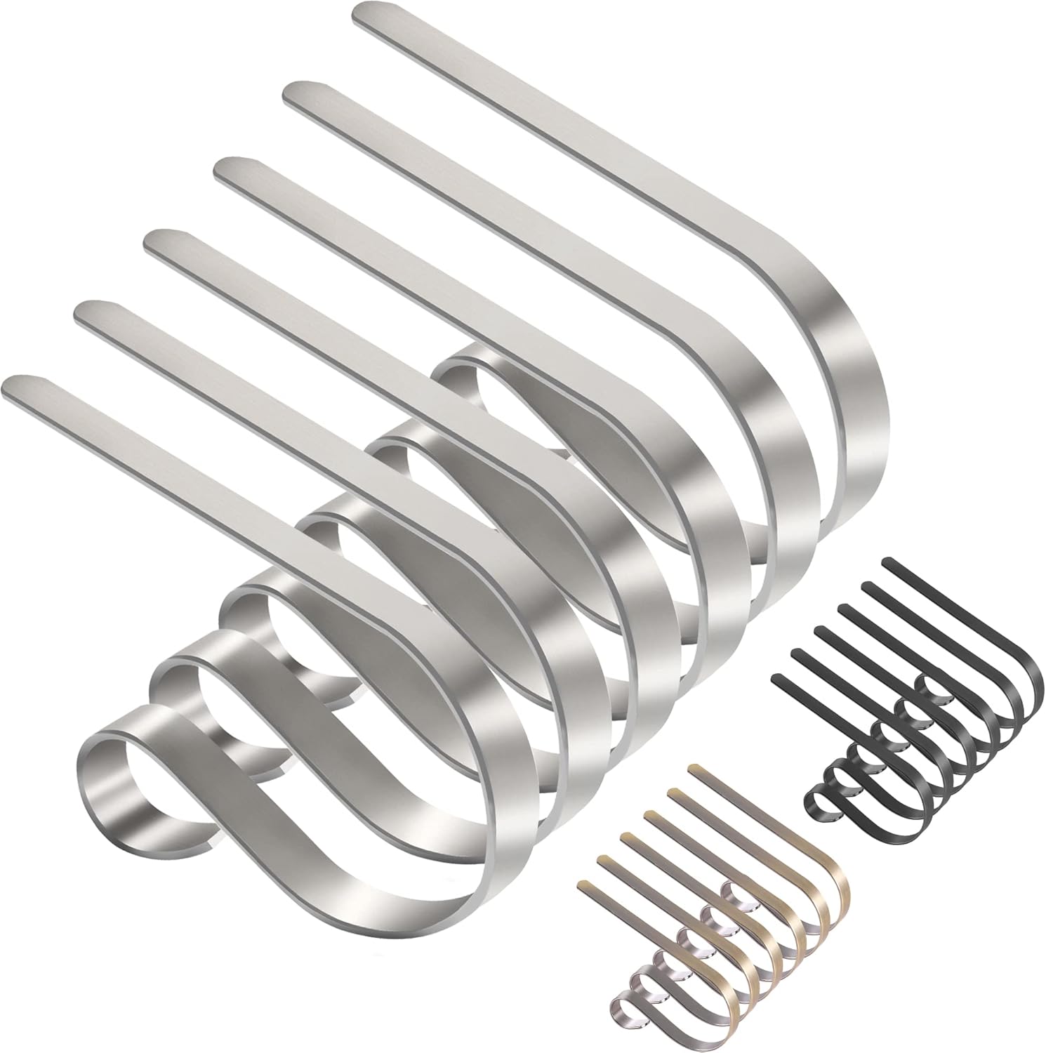 Ornament Hooks - TAROSE Christmas Stocking Holder, Set of 6, Mantle Clip Fireplace Hooks Hanger for Party Christmas Decoration Supplies (Silver)