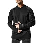 MIER Men's UPF 50+ Sun Protection Hoodie Long Sleeve SPF Fishing Hiking Running Thumbhole Shirts Hooded Quick Dry Lightweight