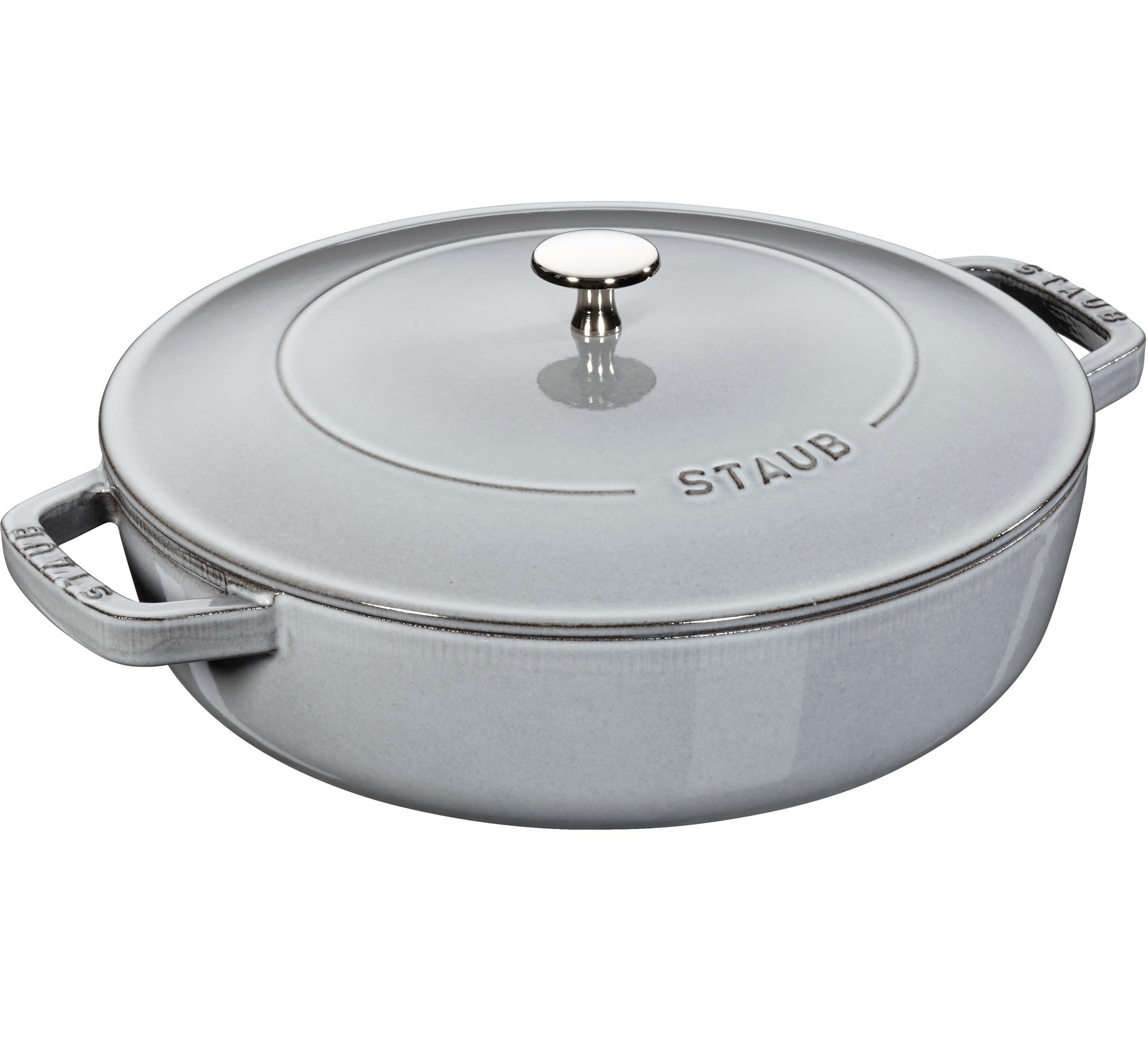 STAUB Gusseisen Bräter, Chistera Tropfenstruktur im Deckel für optimale Befeuchtung/Aromaregen, Rund 28 cm, 3,7 L, Für alle Herdarten geeignet inkl. Induktion & Backofen, Graphitgrau