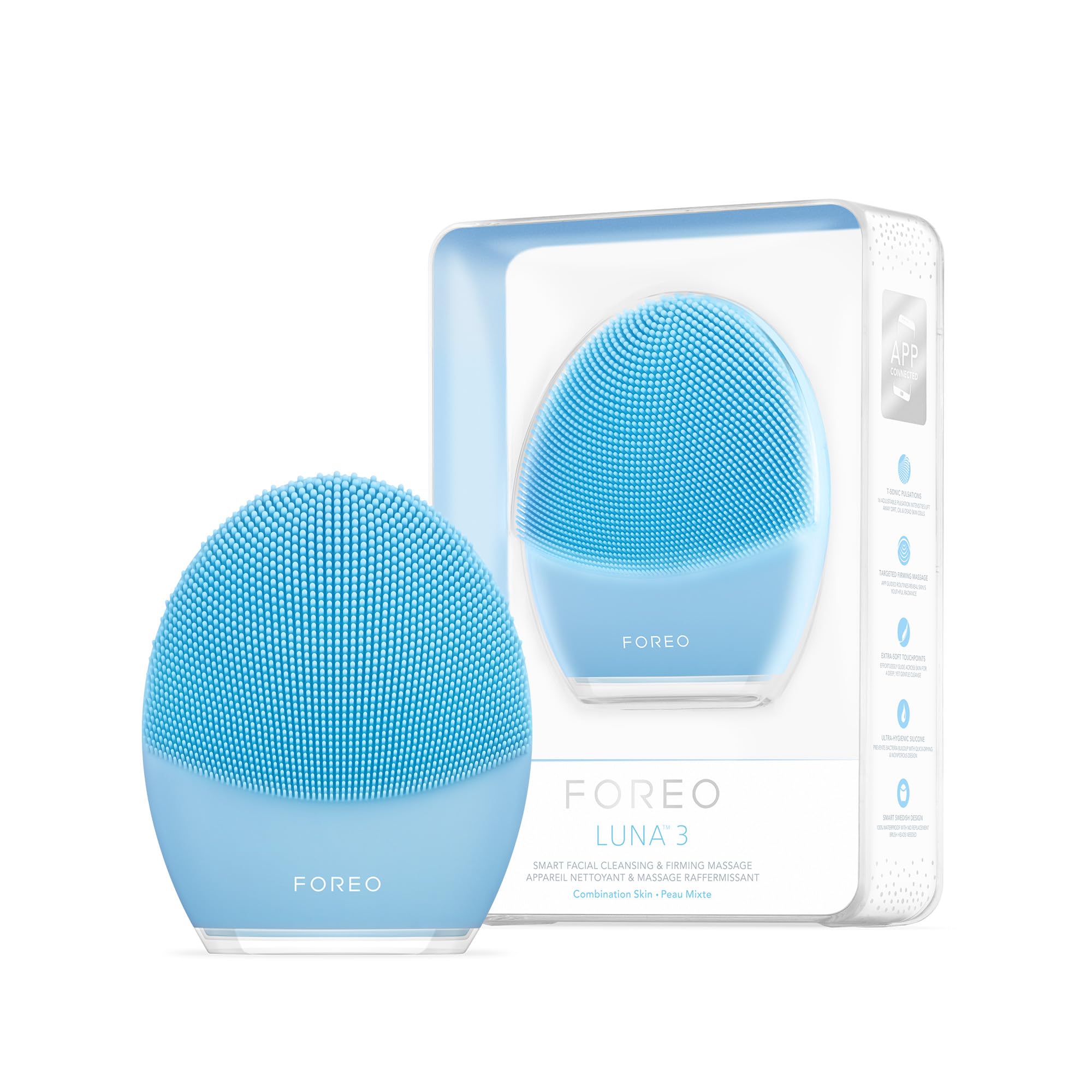 FOREO LUNA 3 Facial Cleansing Brush - Combination skin - Anti Aging Face Massager - Enhances Absorption of Facial Skin Care Products - For Clean & Healthy Face Care - Simple & Easy - Waterproof