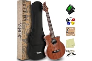 VANPHY Electric Ukelele Tenor Ukulele Acoustic Electric Uke with Equalizer 26 inch ukulele for adults Beginner with Starter Ukele Kit Include Ukulele Case Tuner Strap String Picks Clean Cloth