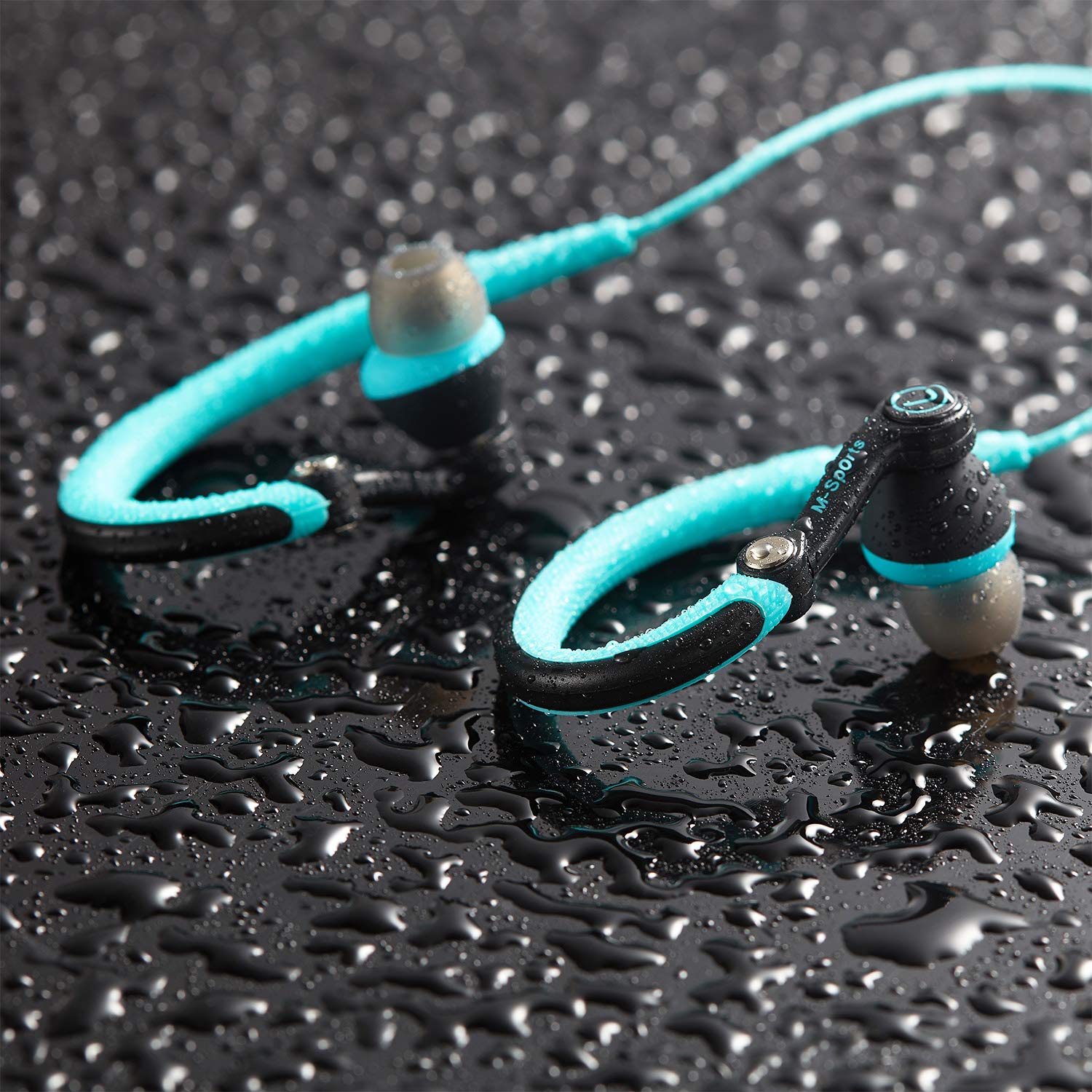 mucro Running Headphones Over Ear in Ear Sport Earbuds Earhook Wired Stereo Workout Ear Buds for Jogging Gym for Samsung Android Phones Tablets (Blue)