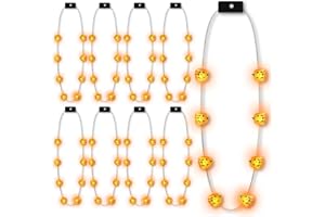 Hinly 9 Pcs Halloween LED Necklace Light up Necklace Glow Necklaces Bulk for Boys Girls Adults Halloween Necklaces Accessories Trick or Treat Party Decorations (Pumpkin)