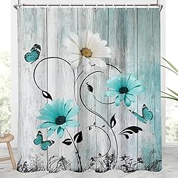 AAtter Teal Aqua Turquoise Shower Curtain Butterfly
