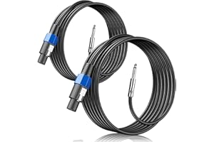 Wdpqyy 2-Pack 3 Feet Audio Speakon to 1/4 Inch TS Speaker Cable, Professional 12AWG Guage Wire Audio Speaker Cable with Twist Lock