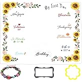 LYLYCTY Baby Monthly Milestone Blanket for 1 to 12 Months Baby, Plush Holiday Sunflower Background for Baby Pictures Personalized, Includes Wreath and Frame 60"x40" BTQQLY409