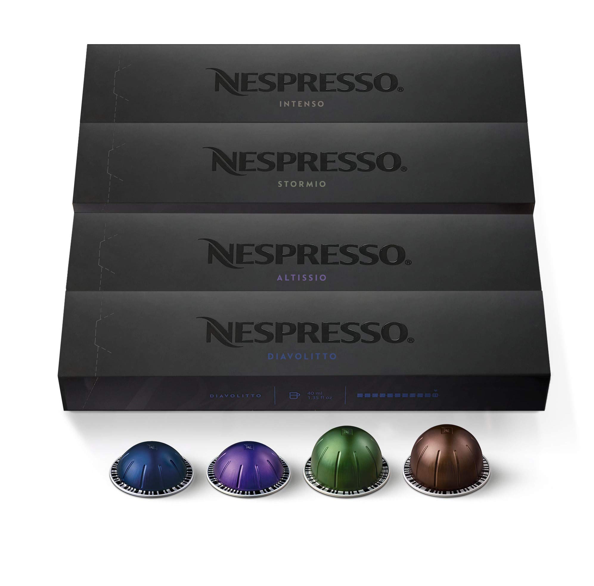Photo 1 of exp date 01/2024--Nespresso Capsules Vertuo, Dark Assortment Variety Pack, Dark Roast Coffee & Espresso, 40-Count Coffee & Espresso Pods, Brews 7.8 oz. and 1.35oz.
