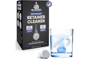 DR. TAYLOR'S RETAINER CLEANER Dr. Taylor’s Retainer Cleaner Tablets for Aligners & Dentures - Dentist Made FSA/HSA Approved Effectively Removes Stains, Plaque, and Odor Night Guard Cleaner with Refreshing Mint Flavor - 120 Tablets