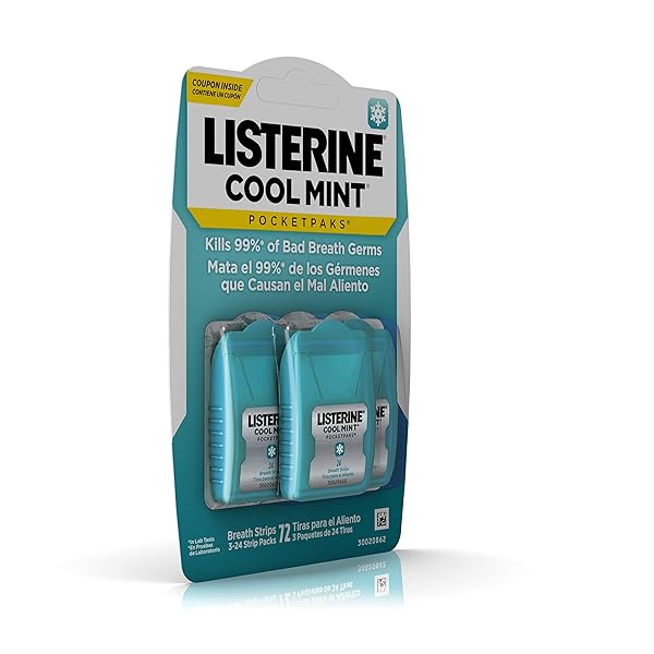 LISTERINE POCKETPAKS BREATH STRIPS, COOL MINT, 72 COUNT (PACK OF 1)