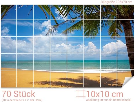 GRAZDesign Fliesenwandbild Strand - Fliesensticker Bad Meeresblick